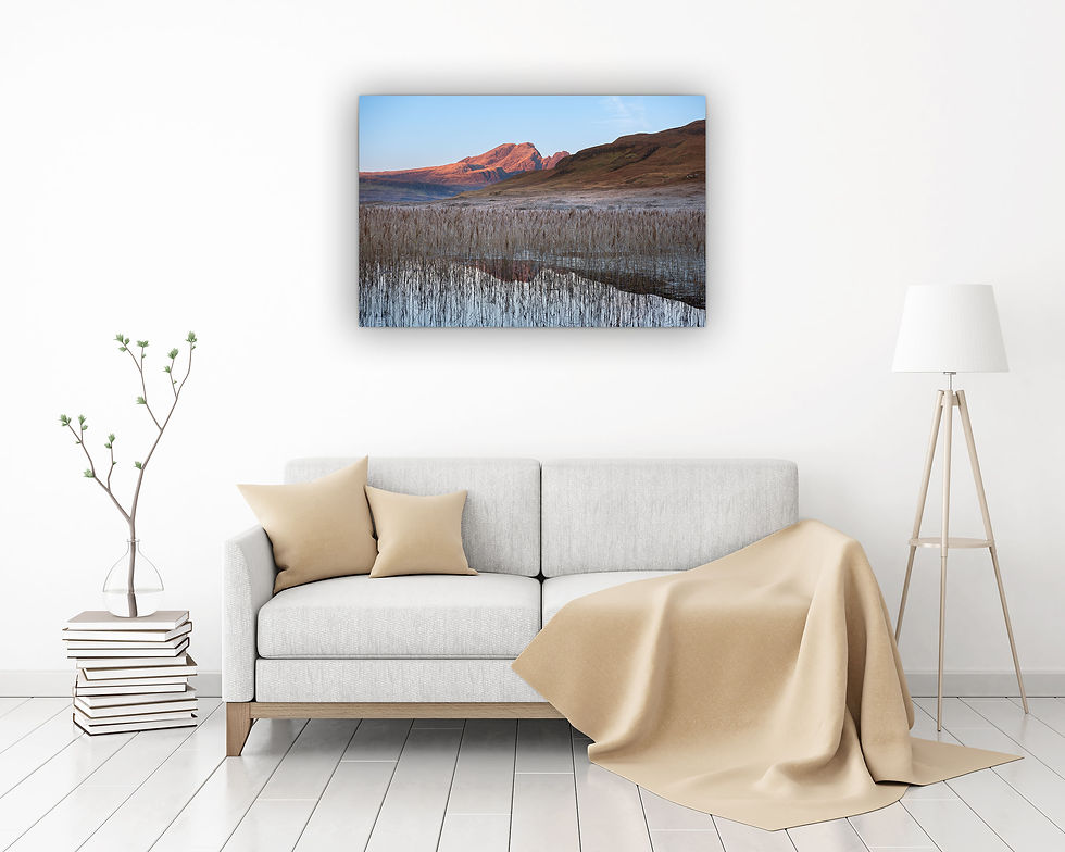 Thumbnail: Dawn light and blue skies at Loch Cill Chriosd, with views of Blaven in the morning sunlight. Isle of Skye, Scotland.