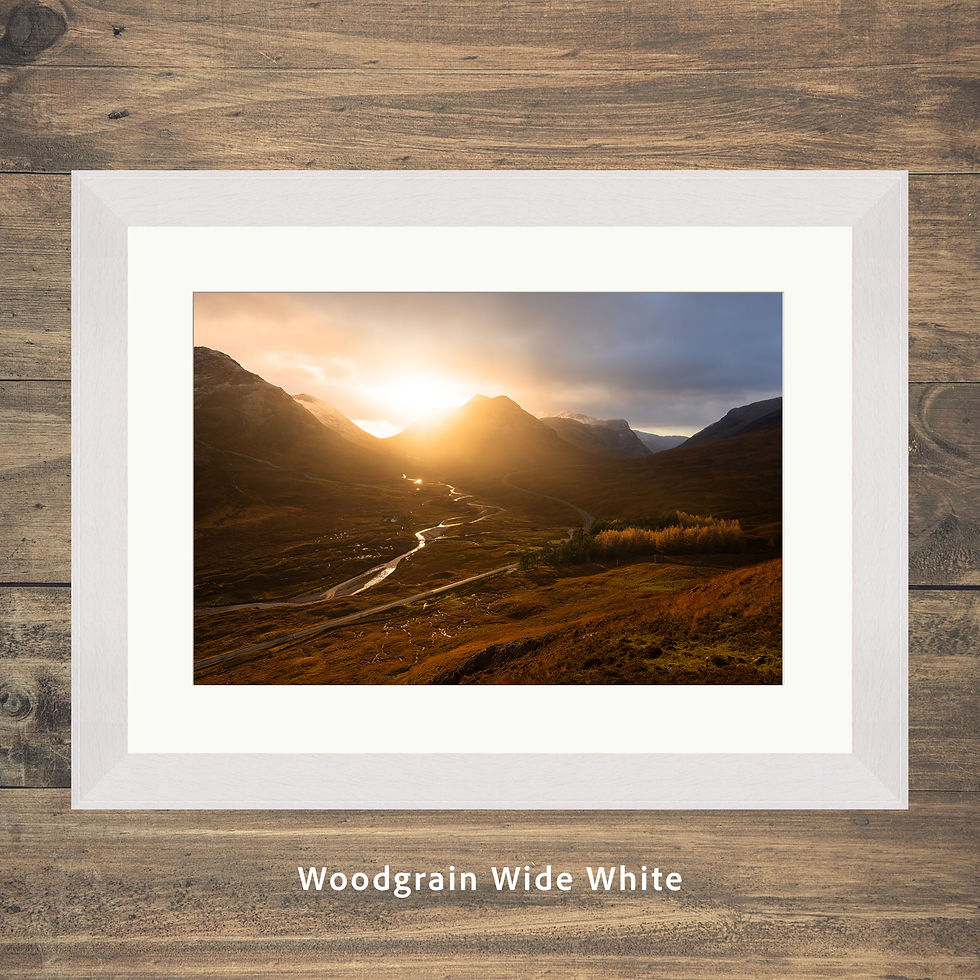 Thumbnail: Framed photography picture prints of the A82 leading through the mountains surrounding Glencoe in The Scottish Highlands, UK.