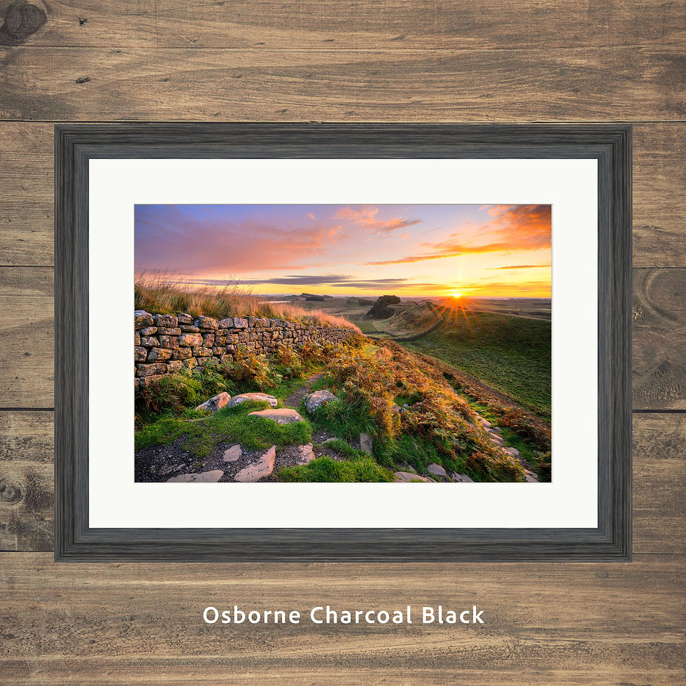 Thumbnail: Framed photography prints of a beautiful summer sunrise at Cuddys Crag, Hadrians Wall, Northumberland, UK.