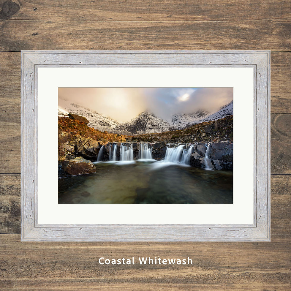 Thumbnail: Framed photography prints of The Fairy Pools on The Isle of Skye, Scotland, UK. Taken on a fresh winter afternoon.