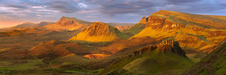 Quiraing at sunrise on the Isle of Skye.
