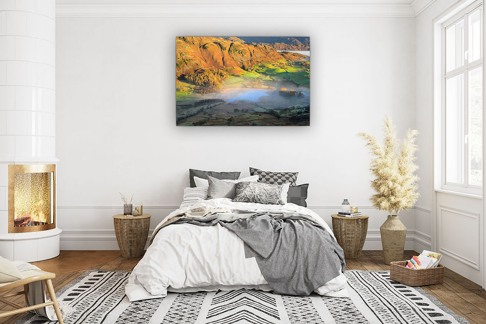 Thumbnail: an autumn morning view looking down to Little Langdale Tarn & Lingmoor Fell, in The Lake District National Park