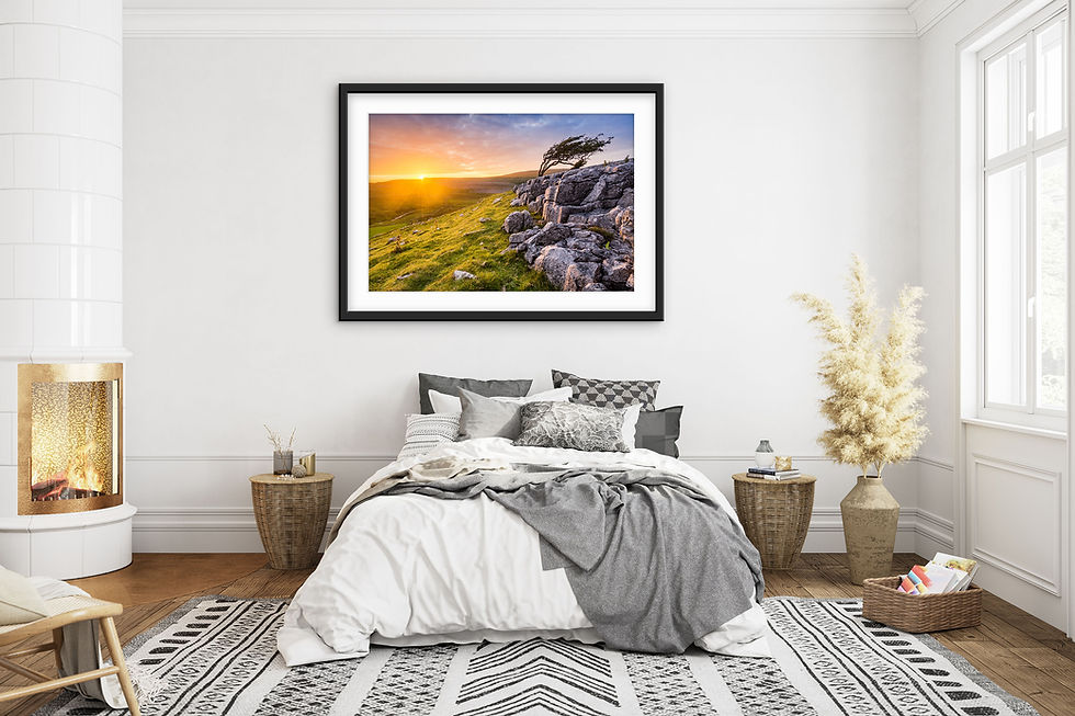Thumbnail: A spectacular view of a vibrant summer sunset and the impressive limestone pavement at Twistleton Scar in The Yorkshire Dales