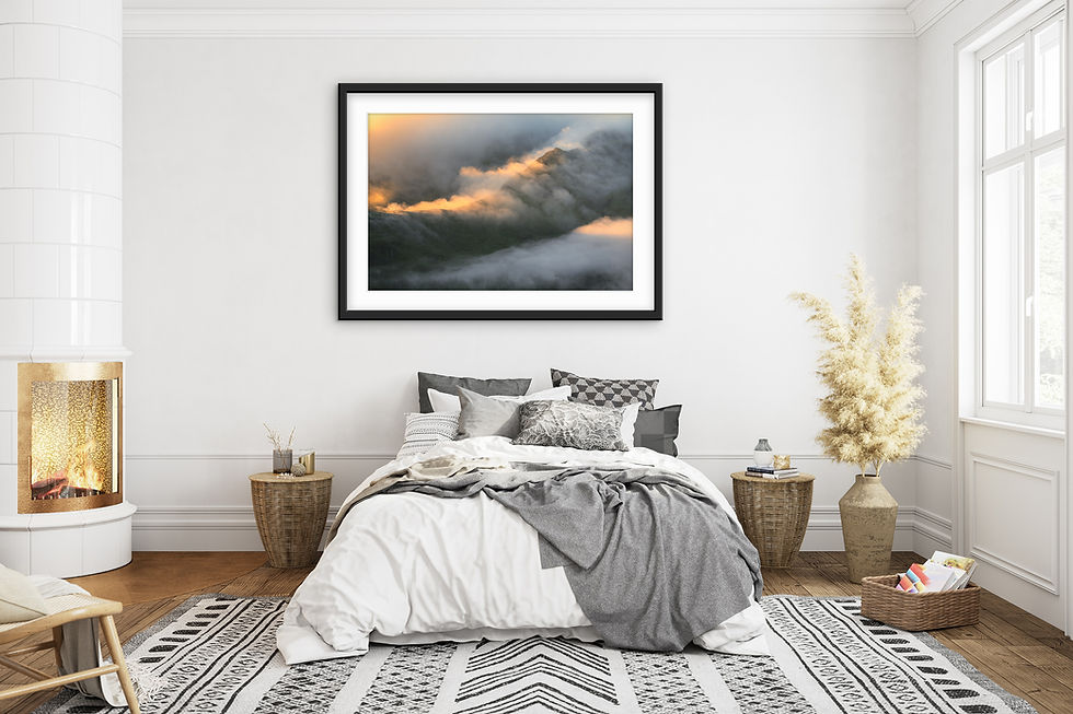 Thumbnail: misty view looking down to the iconic mountain ridges of The Fairfield Horseshoe, seen from Helvellyn in The Lake District