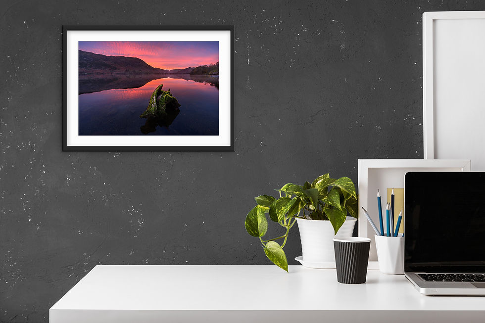 Thumbnail: Beautiful photograph prints of a sunrise over Ullswater and Glenridding in The Lake District, UK.