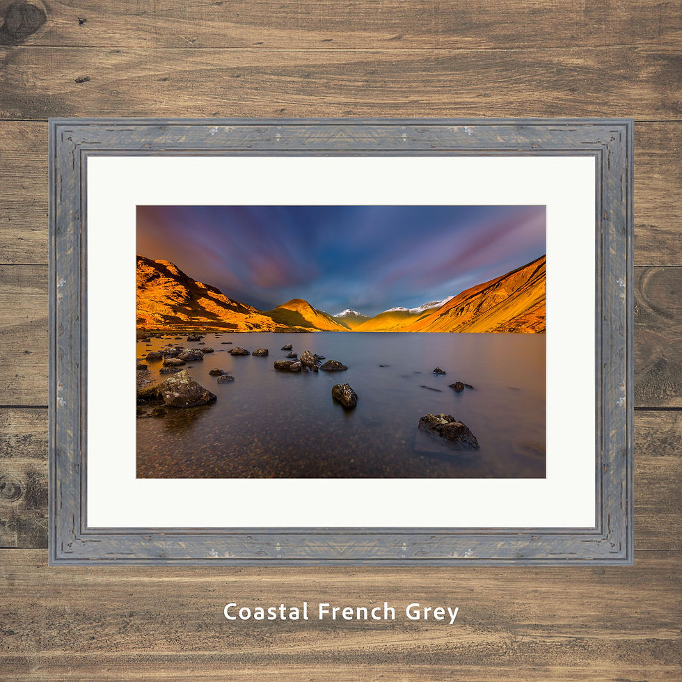 Thumbnail: Framed photography prints of a dramatic winter evening long exposure at Wastwater in The Lake District, UK.