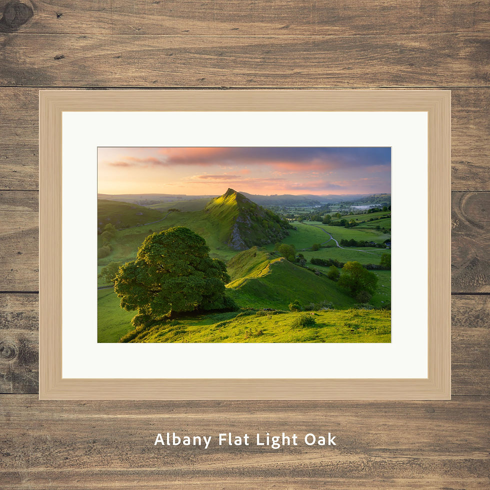 Thumbnail: Framed photography picture prints of a summer sunrise looking to Parkhouse Hill from Chrome Hill, Peak District, UK.