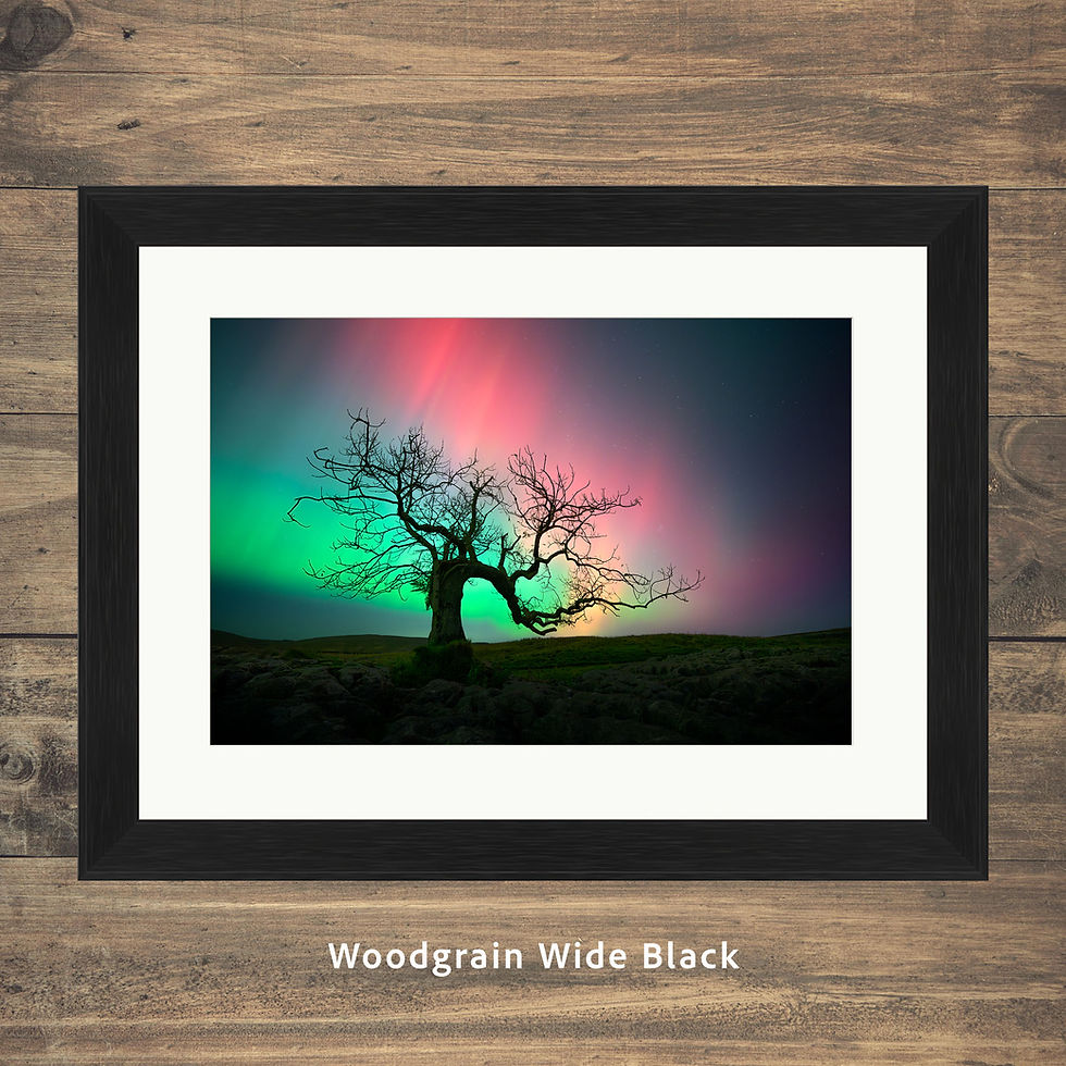 Thumbnail: Framed photography prints of a spectacular display of Aurora Borealis in The Yorkshire Dales, UK.