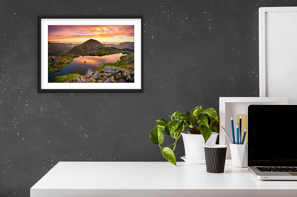 Thumbnail: Photography prints of a beautiful sunset seen from Haystacks Tarn near Buttermere in The Lake District.