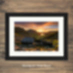 Thumbnail: Framed photography prints of a beautiful sunset overlooking Warnscale Bothy and Buttermere in The Lake District, UK.