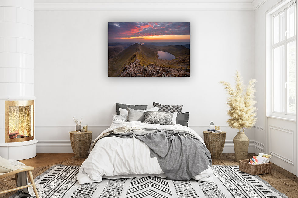 Thumbnail: Beautiful photography canvas print of a pink sunrise from Helvellyn in The Lake District, UK.