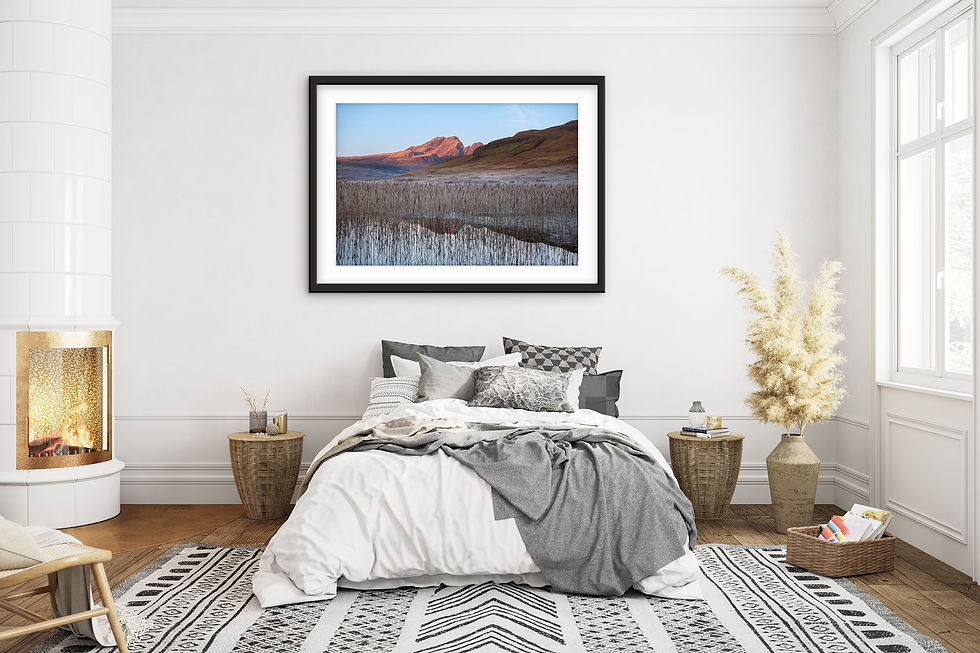 Thumbnail: Dawn light and blue skies at Loch Cill Chriosd, with views of Blaven in the morning sunlight. Isle of Skye, Scotland.