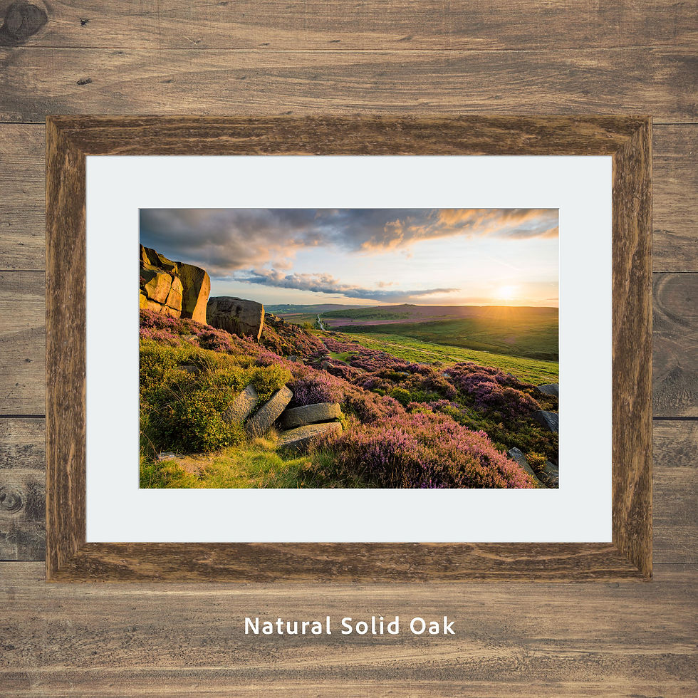 Thumbnail: Framed photography picture prints of a beautiful heather filled landscape at Burbage Edge in The Peak District, UK.