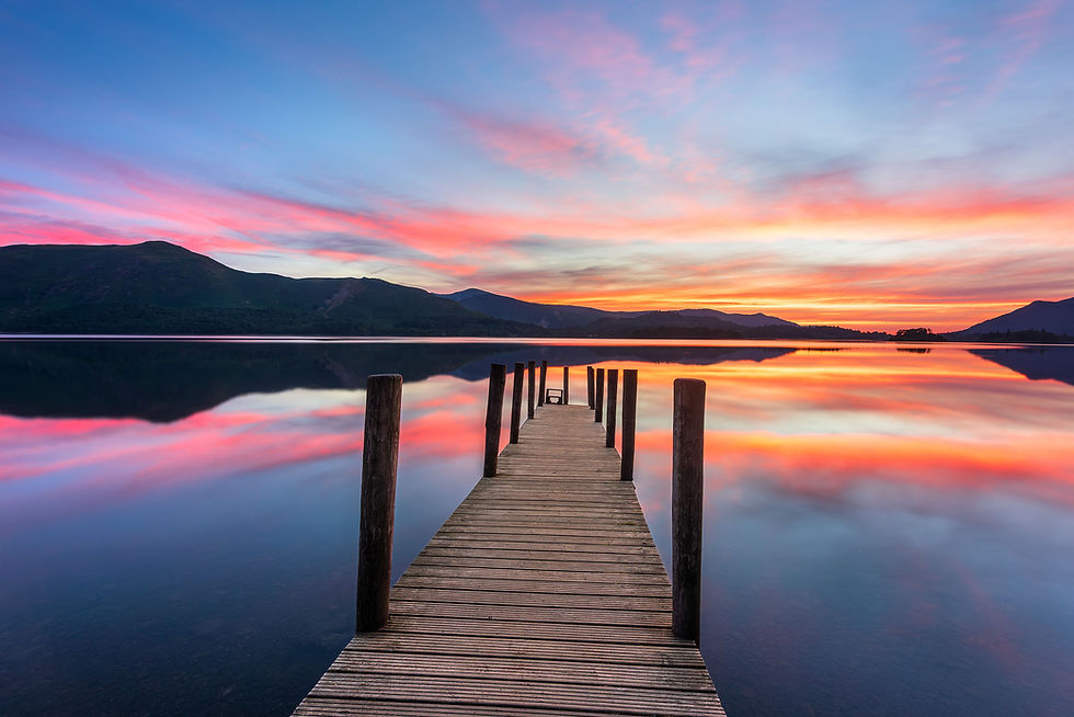 Thumbnail: Beautiful canvas prints of a summer sunset overlooking Derwentwater in The Lake District National Park.