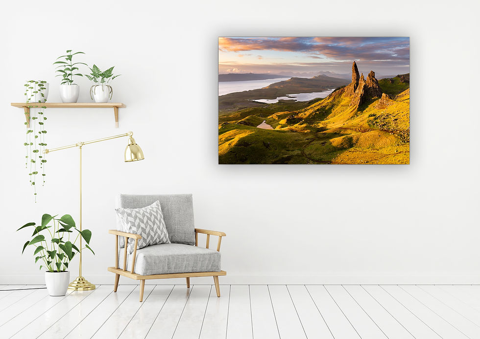 Thumbnail: Beautiful canvas prints of a summer sunrise at The Old Man of Storr on The Isle of Skye, Scotland, UK.