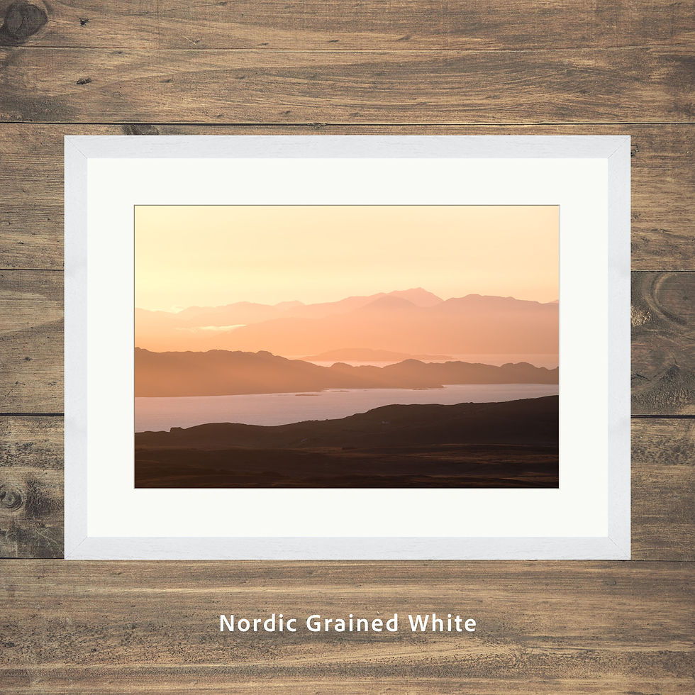 Thumbnail: Framed photography prints of a view over towards the mountains on The Scottish Mainland, seen from The Isle of Skye, Scotland
