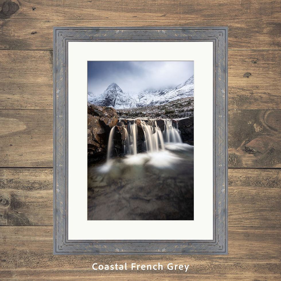 Thumbnail: Framed photography prints of a winter wonderland at The Fairy Pools on The Isle of Skye, Scotland, UK.