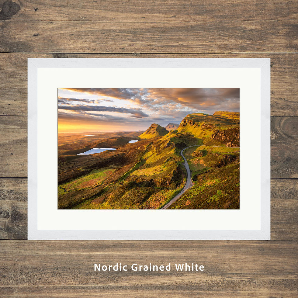 Thumbnail: Framed photography prints of a winding road and view of Trotternish Ridge, seen from the Quiraing on The Isle of Skye, UK.