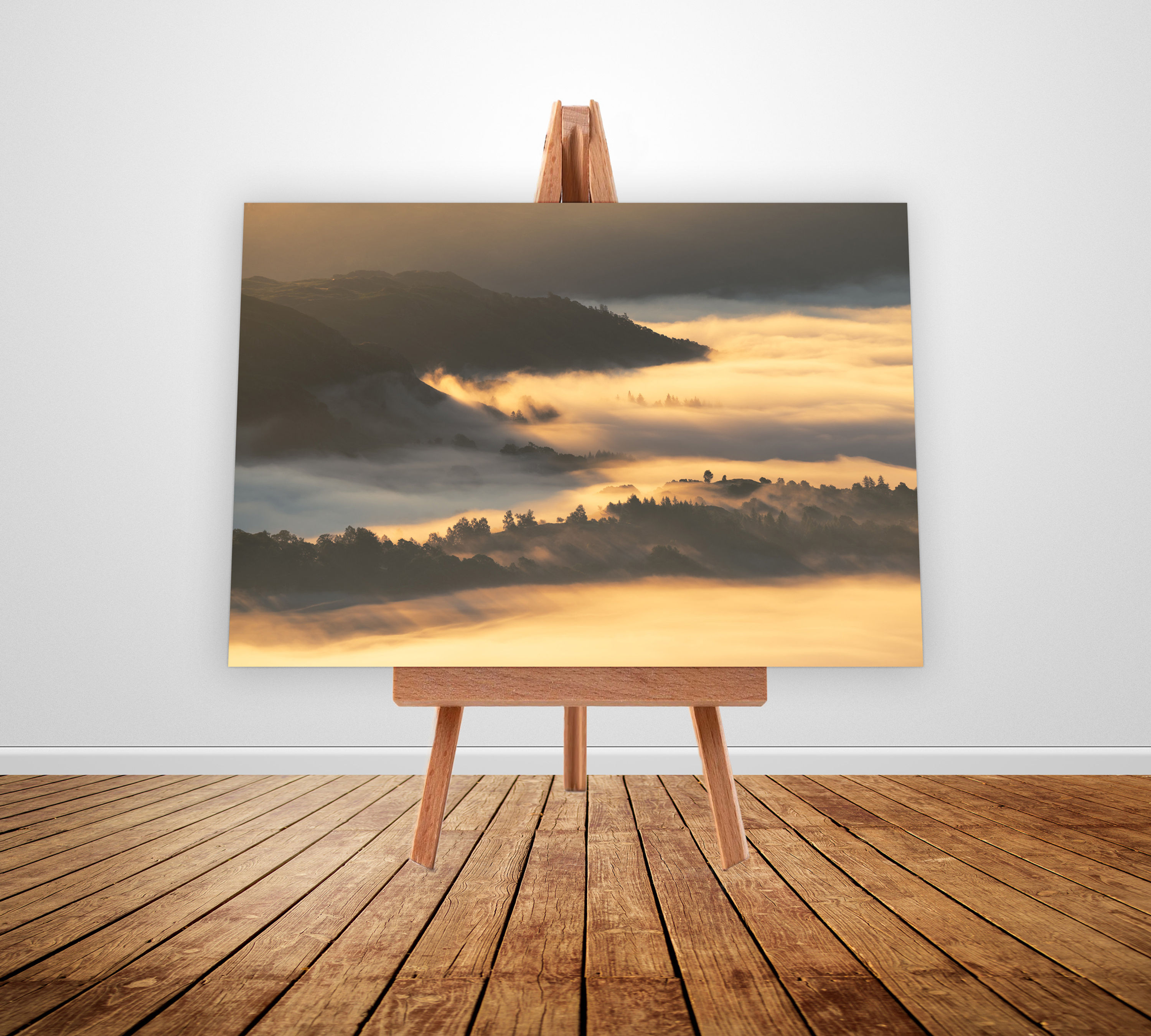 Photography canvas prints of a beautiful cloud inversion in The Langdale Valley, Lake District, UK.
