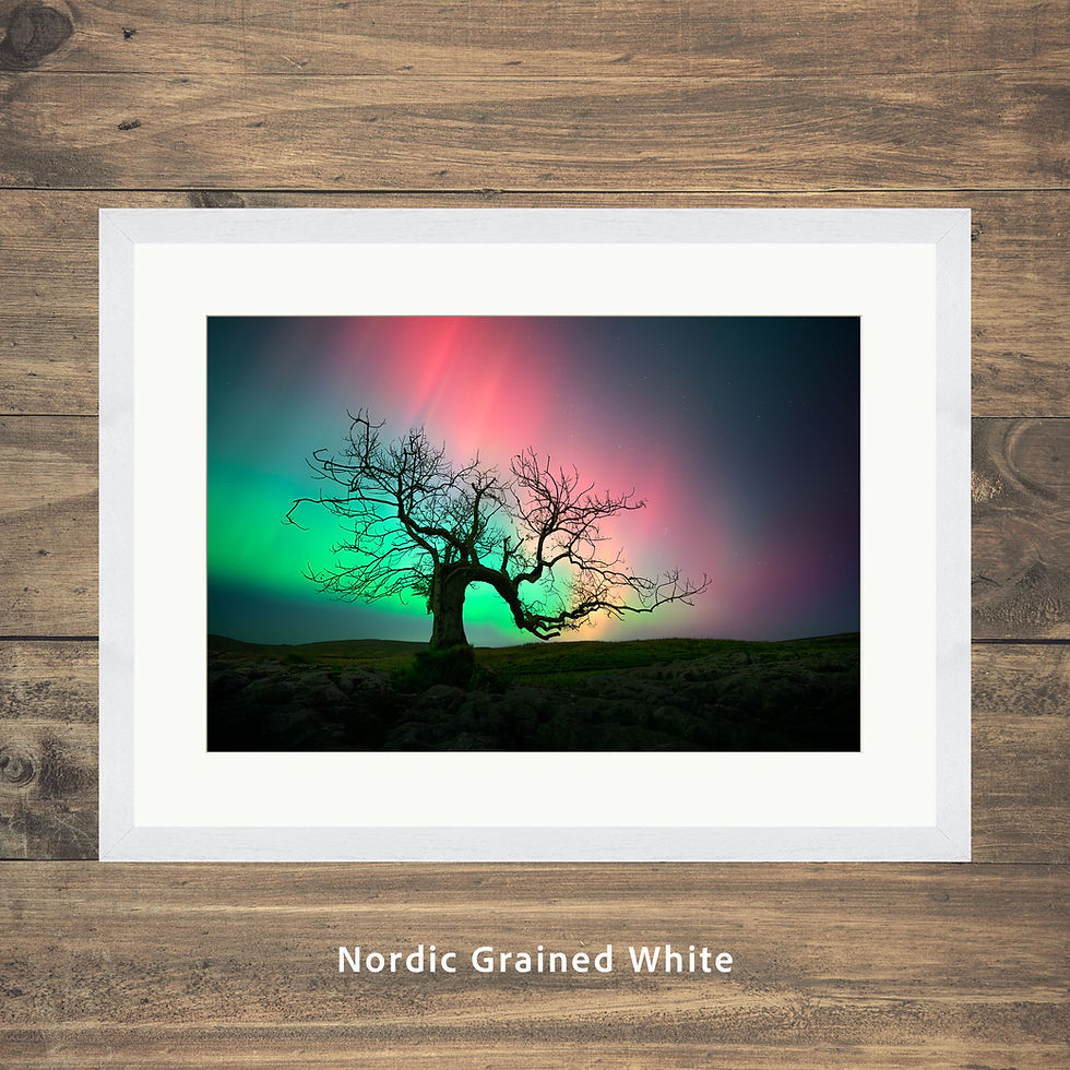 Thumbnail: Framed photography prints of a spectacular display of Aurora Borealis in The Yorkshire Dales, UK.