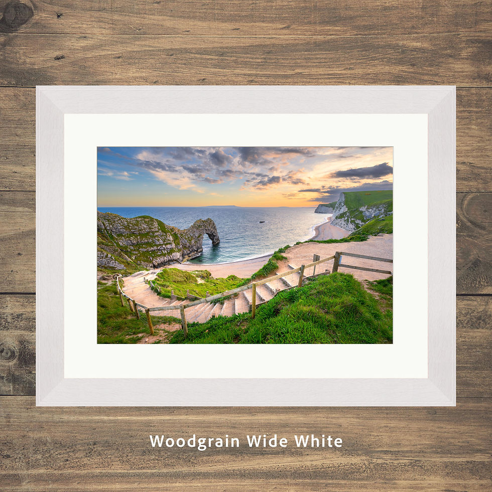 Thumbnail: Framed photography prints of the steps leading down to the beach at Durdle Door on the Jurassic Coast, Dorset, UK.