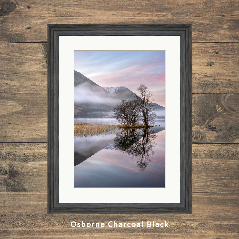 Thumbnail: Framed photography picture prints of a beautiful misty sunrise at Brotherswater in The Lake District, UK.
