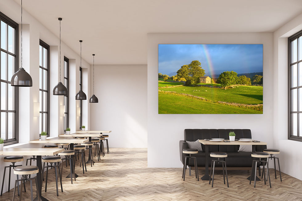 Thumbnail: Summer morning light with a rainbow and barn in Wensleydale, Yorkshire Dales, UK.