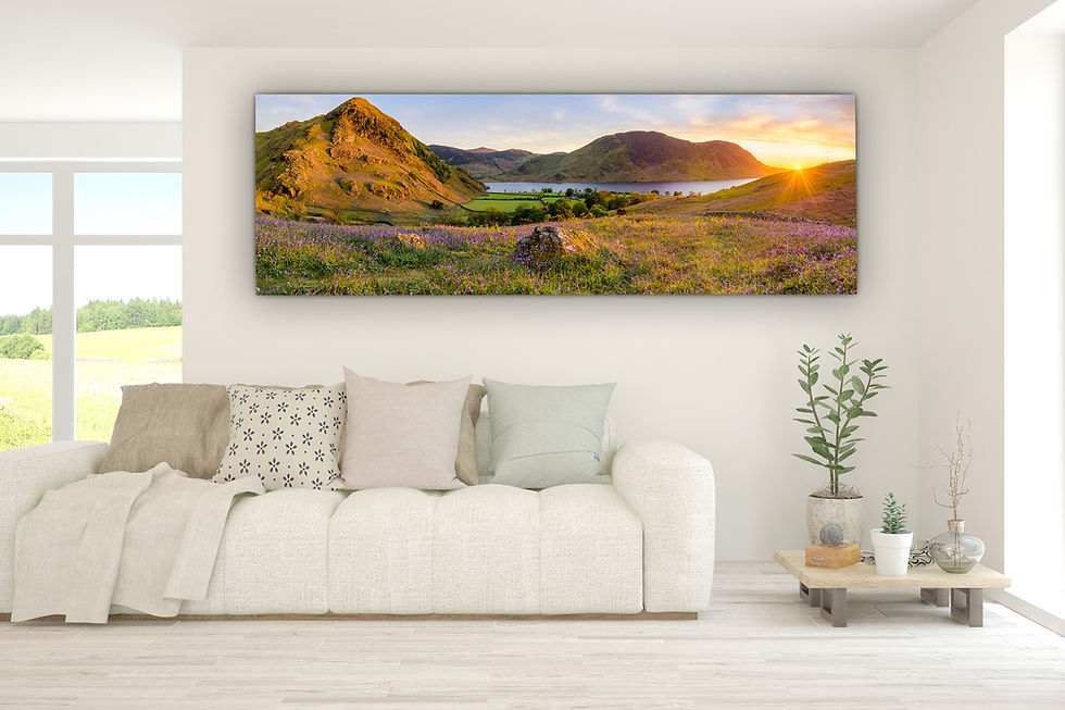 Thumbnail: Ready to hang photography canvas prints of The Rannerdale Bluebells in The Lake District, UK.