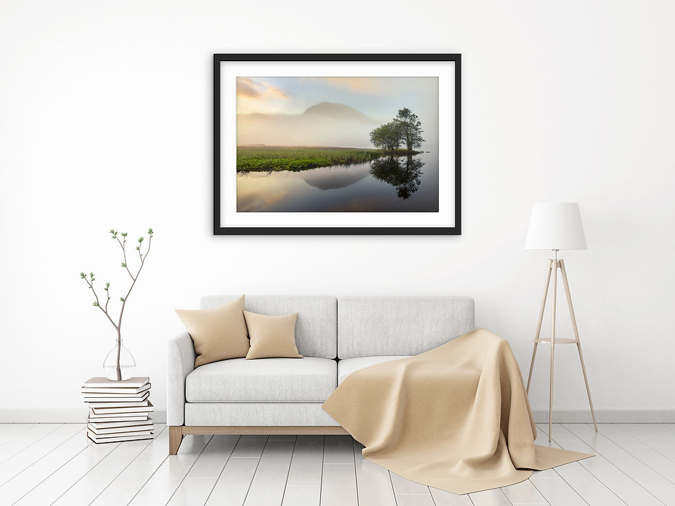 Thumbnail: Beautiful photography print showing a misty morning at Brotherswater in The Lake District, UK.
