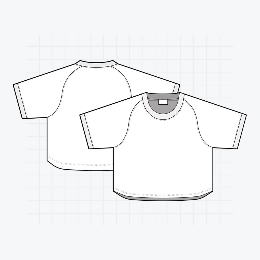 Editable raglan crop t-shirt mockup template for designers to display trendy fashion artwork