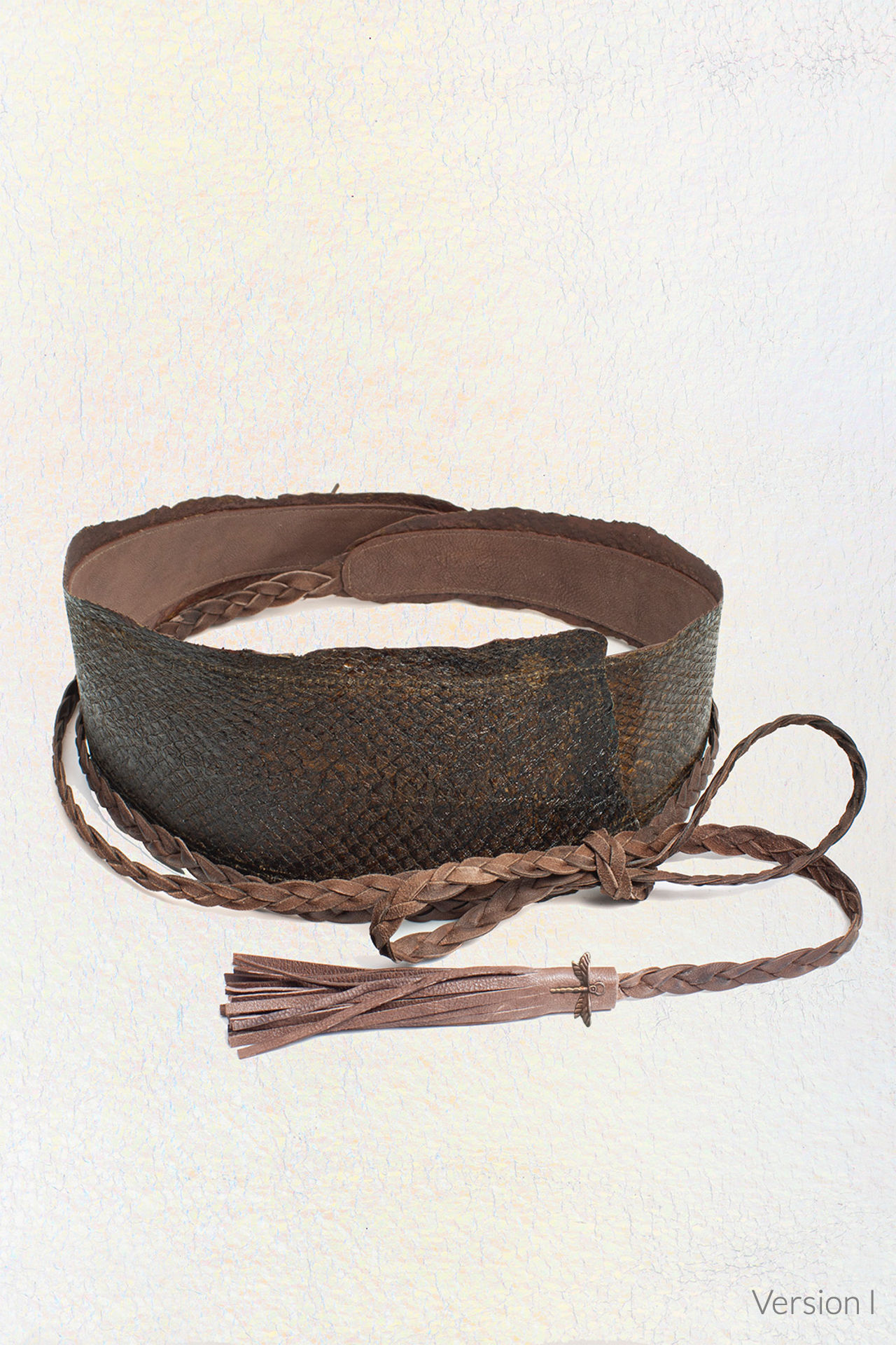 Fish Leather Belt Chocolate