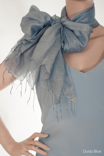 Celestial Silk Scarf Dusty Blue