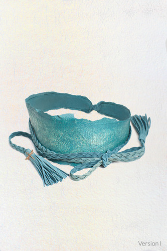 Fish Leather Belt Blue Lagun