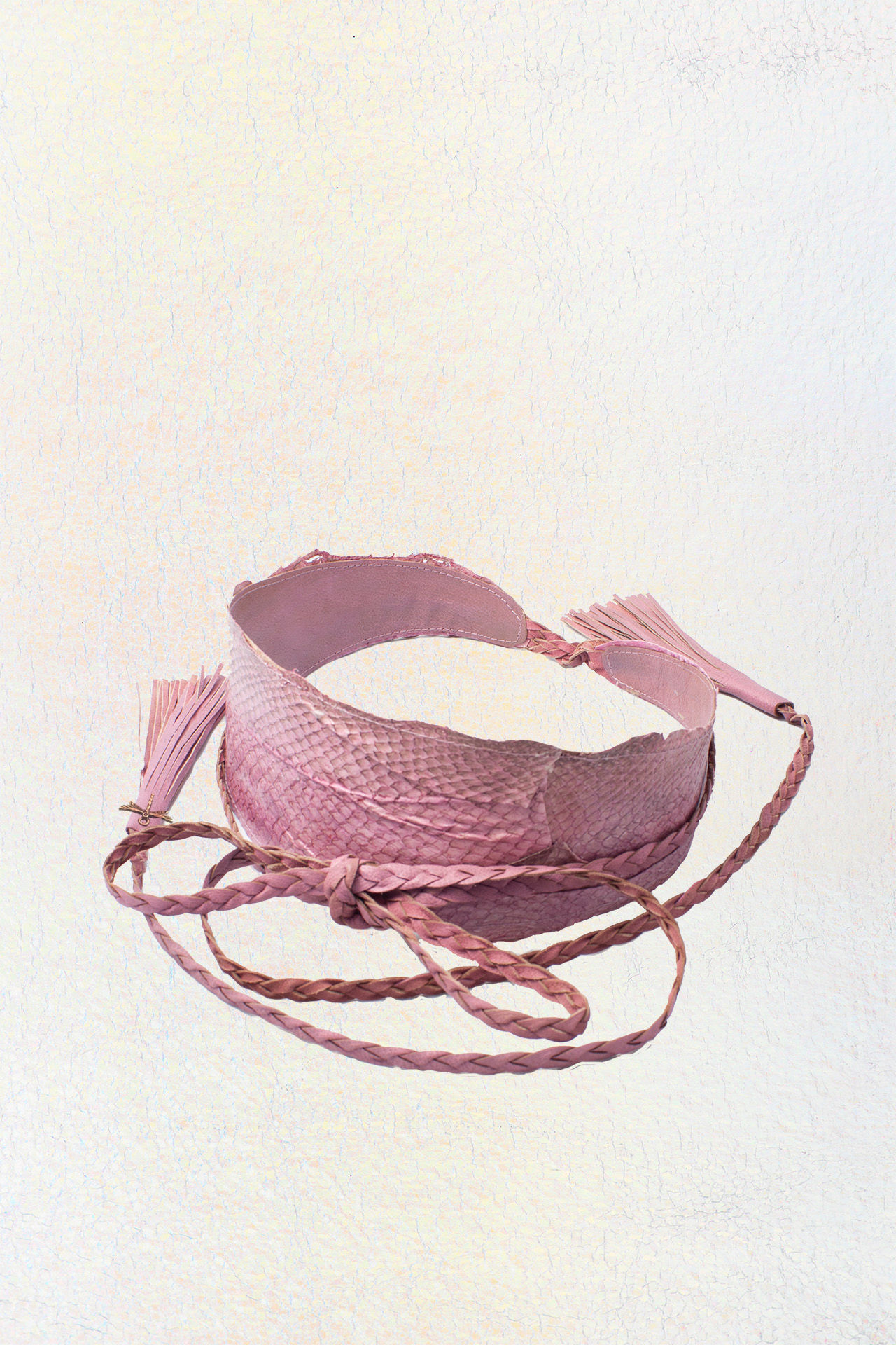 Fish Leather Belt Cherry Blossom