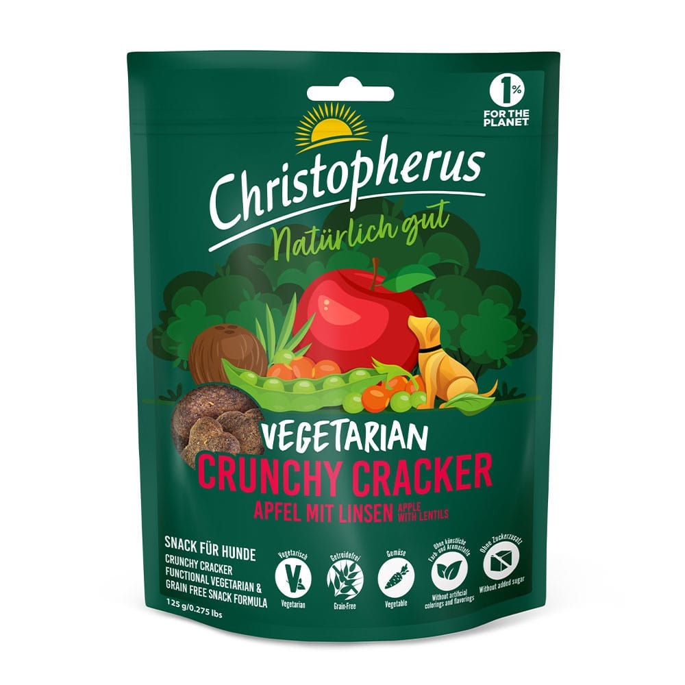 Christopherus Dog Crunchy Cracker Vegetarian Apple with Lentils 125 g