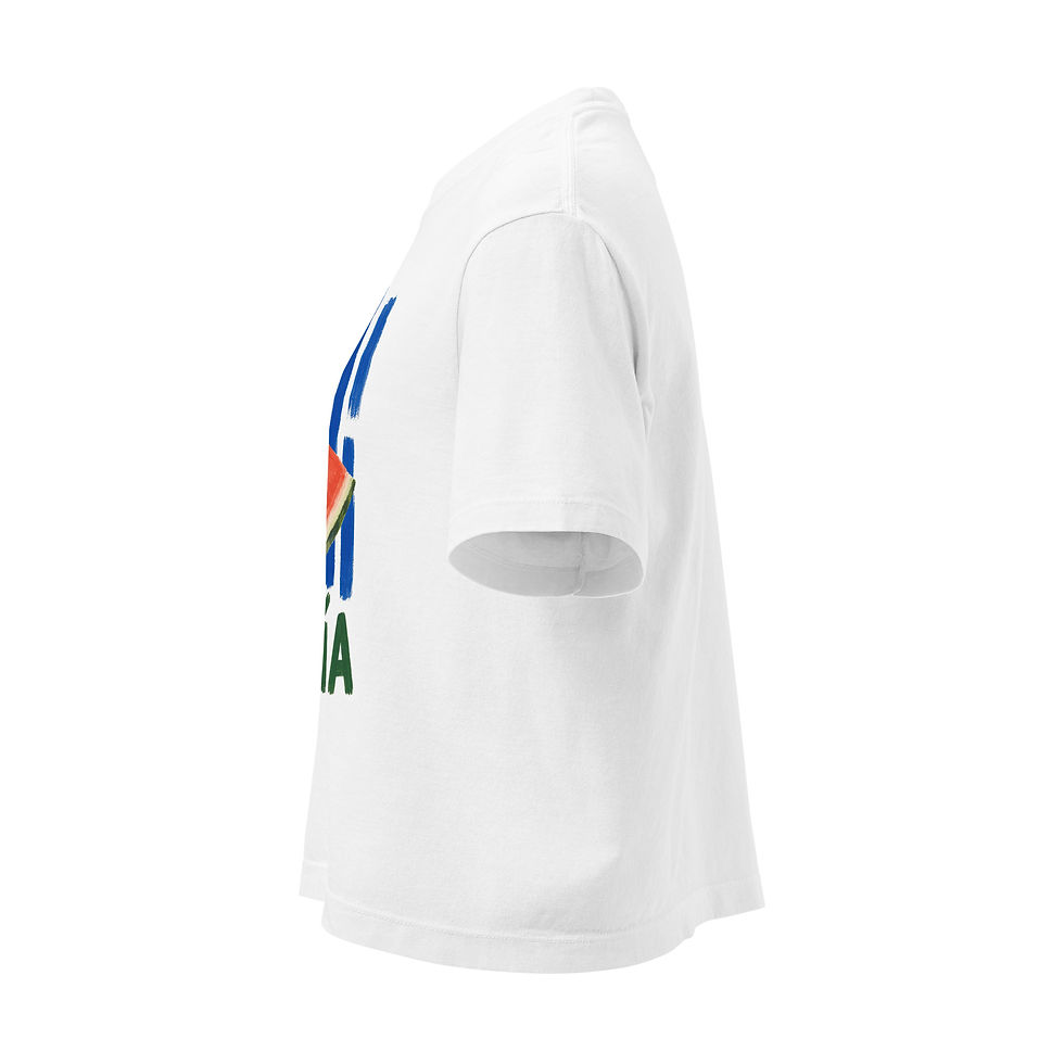 Thumbnail: Colorful Sandía watermelon graphic boxy T-shirt White Side View