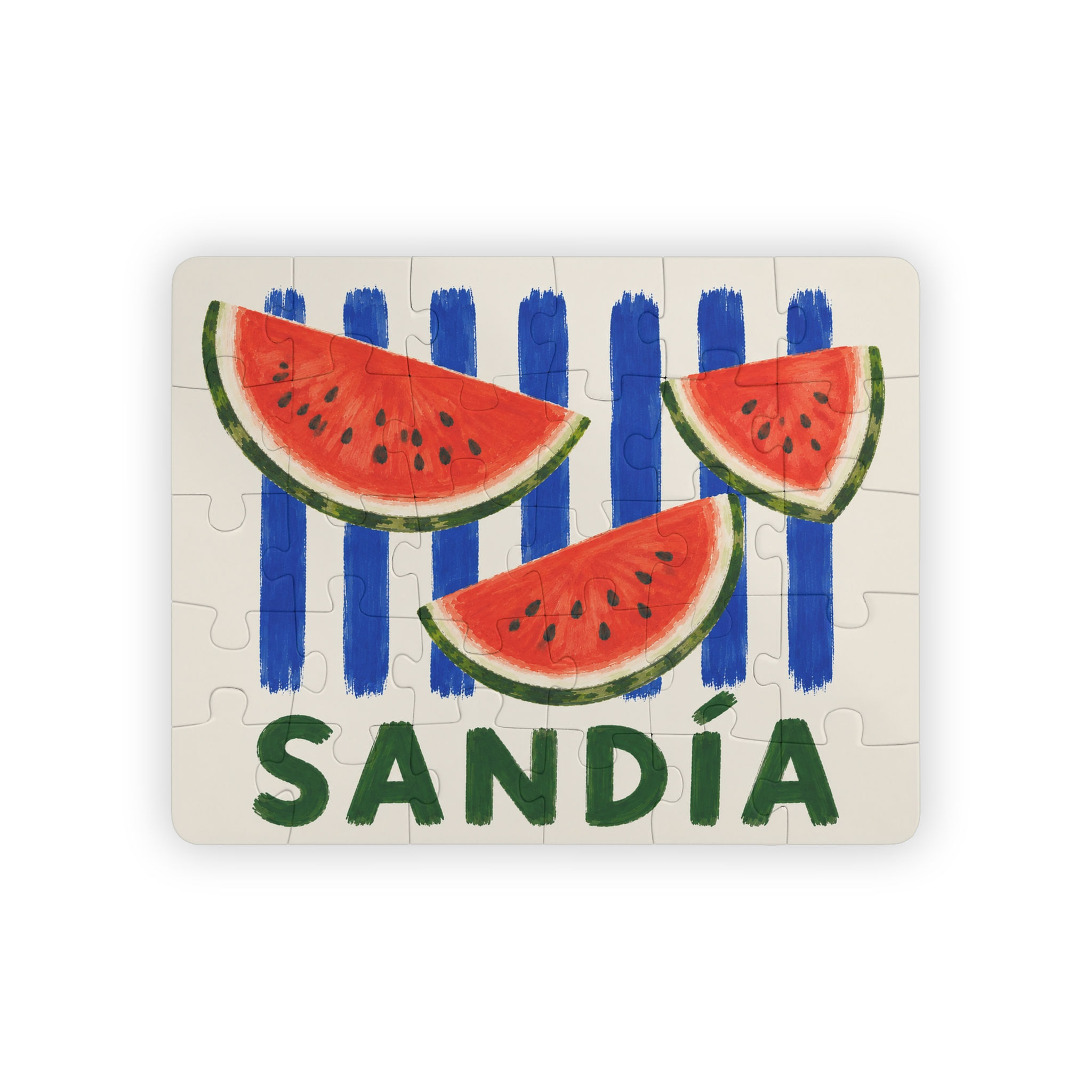 Colorful 30-piece Sandía kids' puzzle featuring watermelon slices