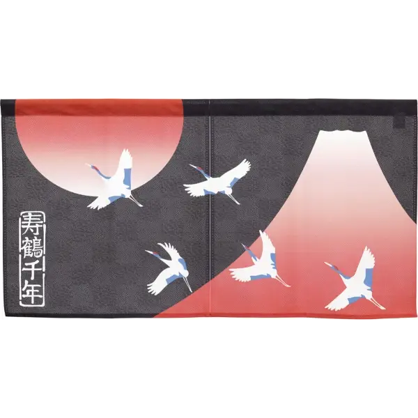 日本製 桐生のれん 麻布風壽鶴千年門簾 (短身尺寸)