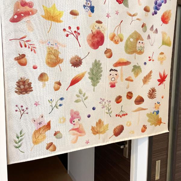 縮圖：(現貨) 日本製 桐生のれん Sanrio 麻布風門簾 (Sanrio Characters x 秋日風情) (半身尺寸85x90cm)