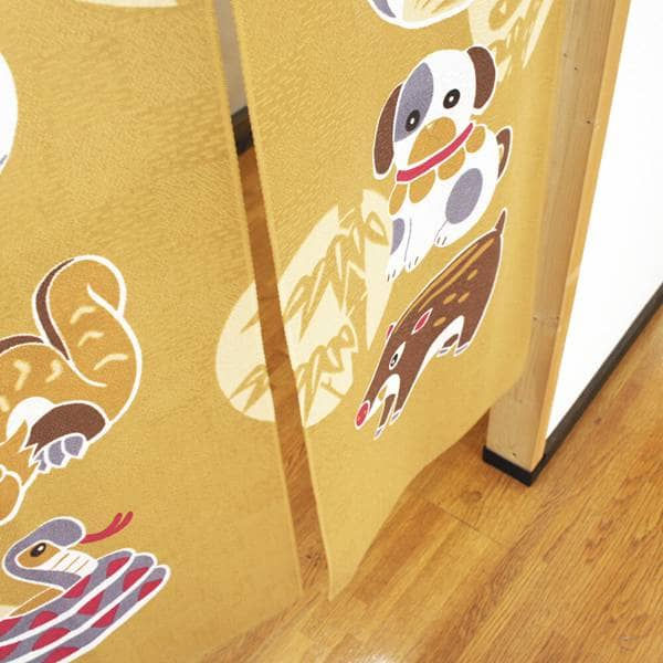 縮圖：(現貨) 日本製桐生のれん麻布風門簾 (十二生肖) (藍色/黃色) (長身尺寸 85×170cm)