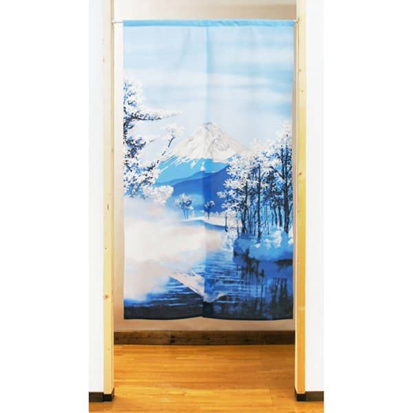 縮圖：(現貨) 日本製桐生のれん麻布風門簾 (四季富士,冬)
