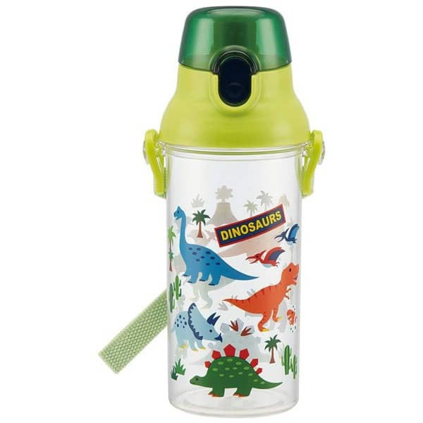 縮圖：日本製 Skater Dinosaurs 恐龍 One Touch 透明直飲式水樽 (付肩帶) 480ml