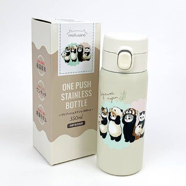 縮圖：(現貨) mofusand 貓咪 One Push 一鍵開關保冷保溫瓶350ml