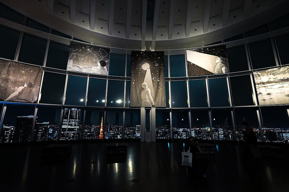 六本木 Tokyo City View 內的《地。-關於地球的運動-》展覽入口、夜景展示、星空劇場與主題裝置。