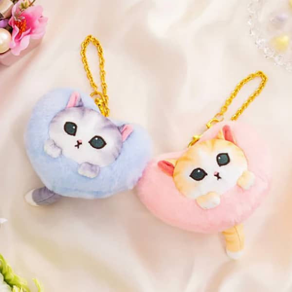 縮圖：Mofusand心心貓毛公仔掛飾