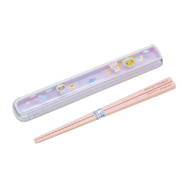 (現貨) 日本製 OSK Rilakkuma 鬆弛熊滑蓋抗菌筷子盒套裝 16.5cm
