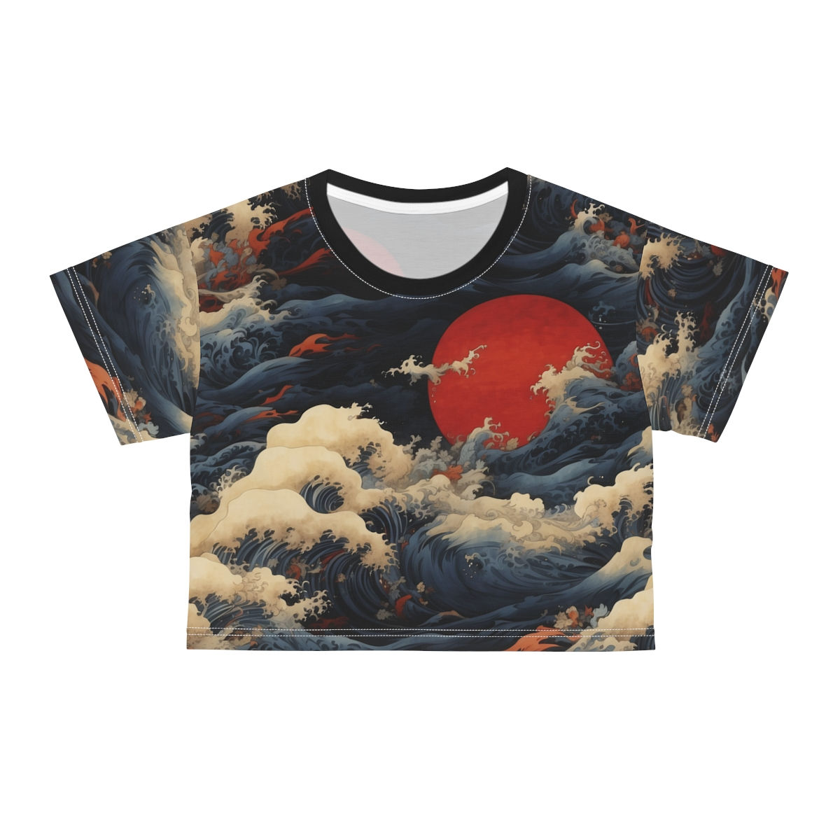 Crimson Waves - Crop Tee (AOP)