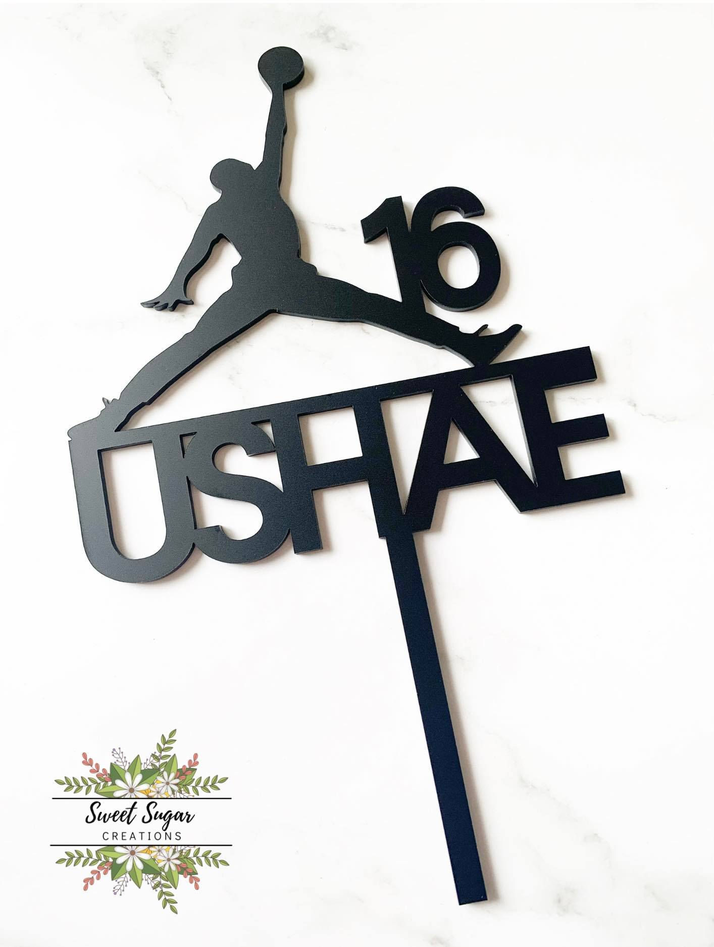 Custom Name and Age Air Jordan Cake Topper