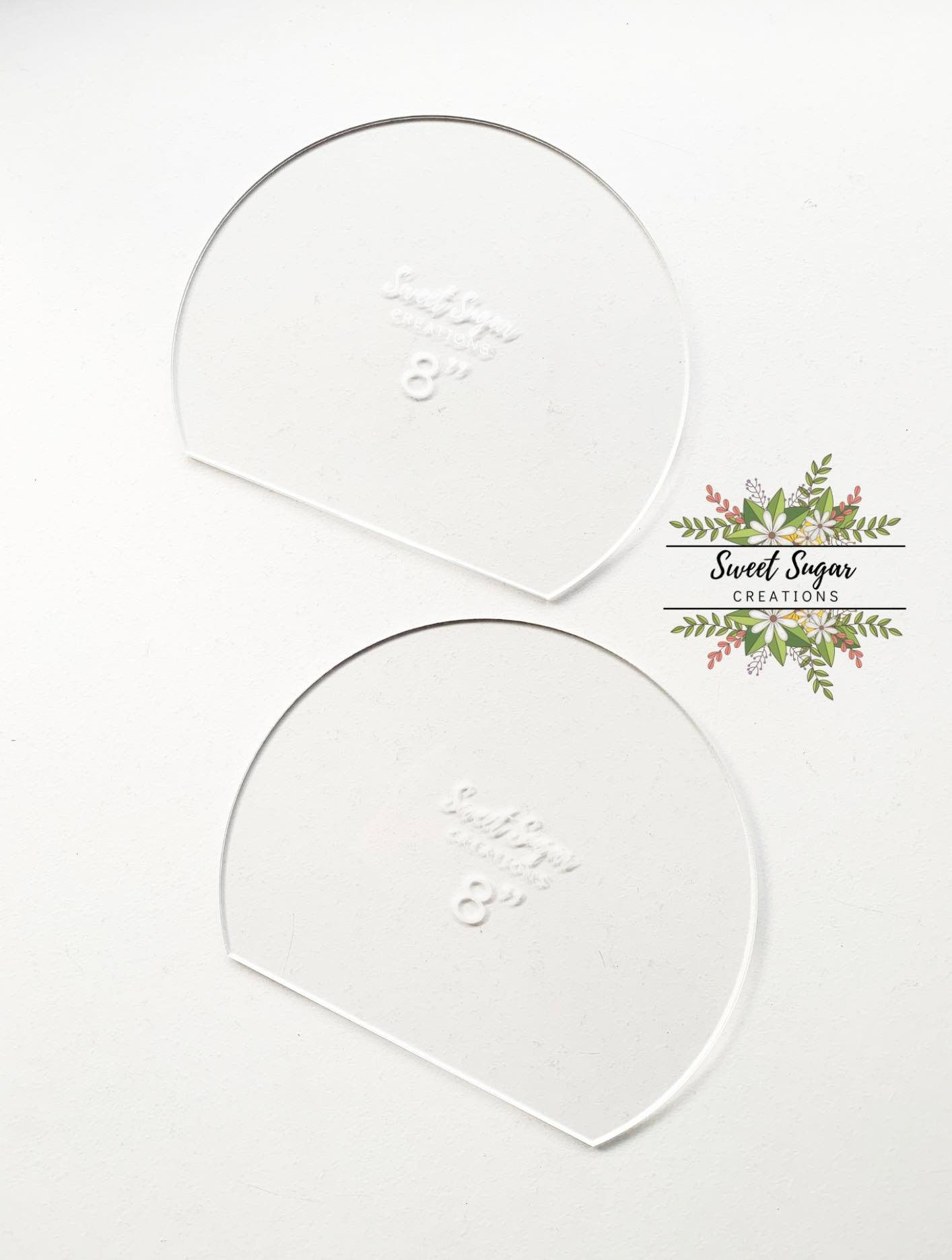 Half Front Circle Acrylic Cake Boards - Set of 2
