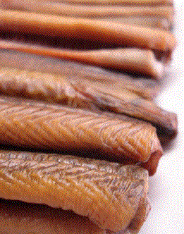 Smoked eel byproduct and omega-3 fatty acids